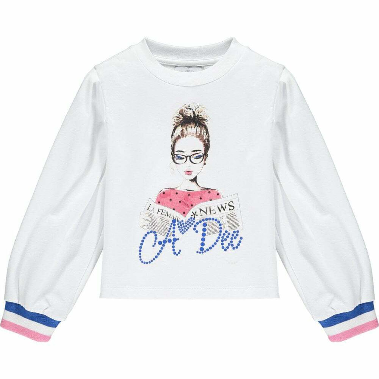 Girls White, Pink & Blue Logo Dress Set, 1, hi-res image number null