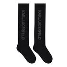 Girls Black Logo Socks, 1, hi-res
