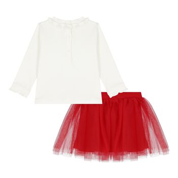 Baby Girls Ivory & Red Skirt Set