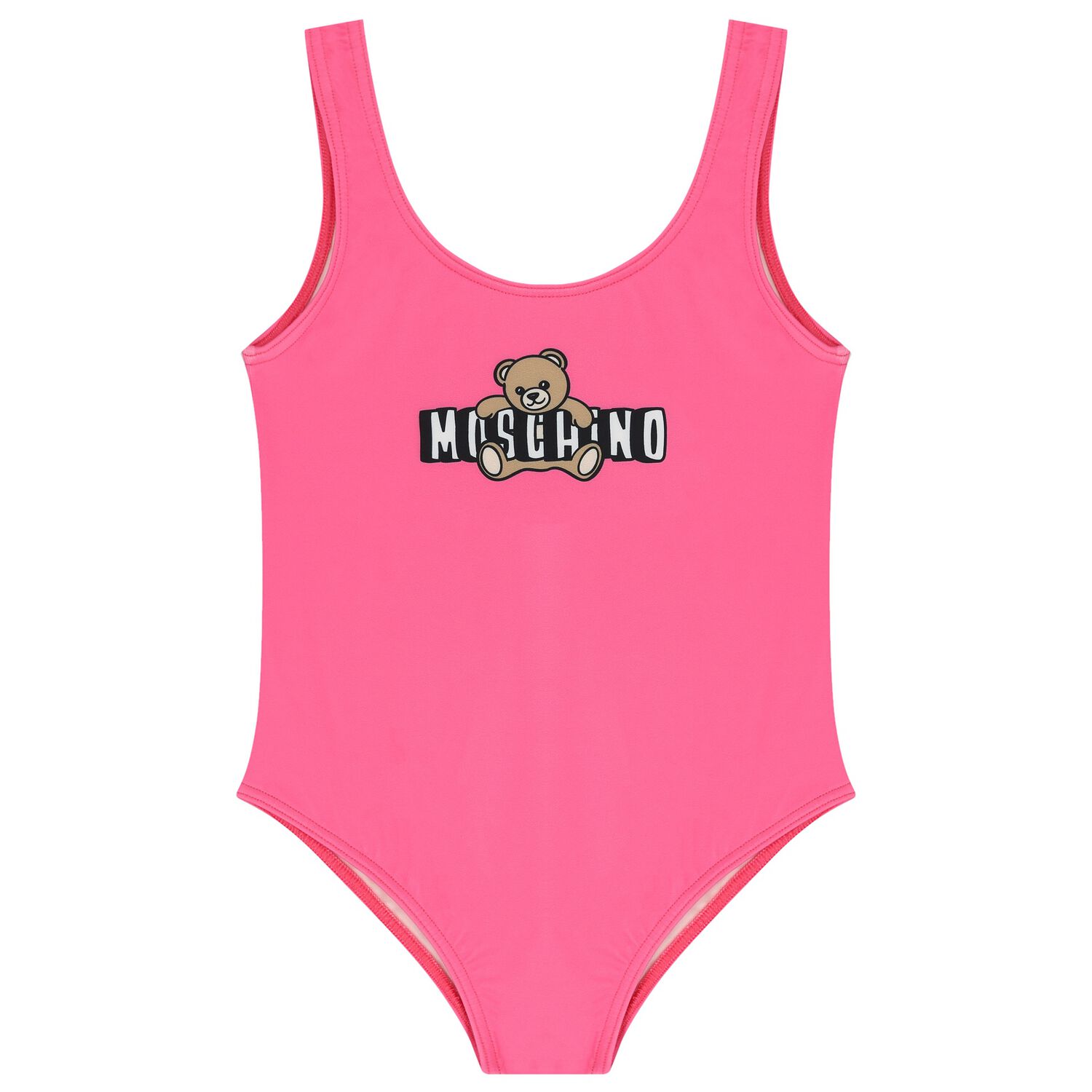 Girls Pink Teddy Bear Logo Swimsuit, 2, hi-res