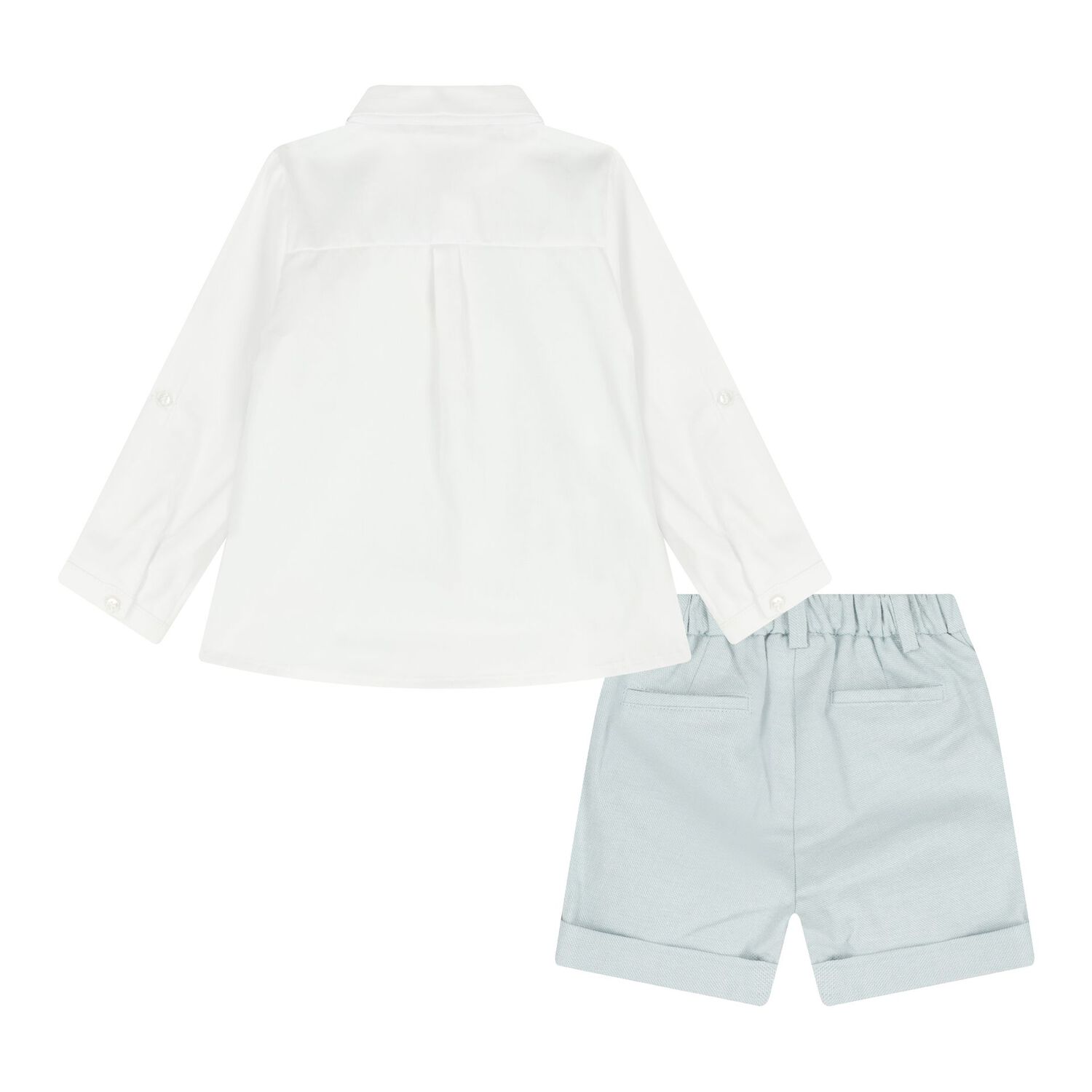 Baby Boys White & Blue Shorts Set, 2, hi-res