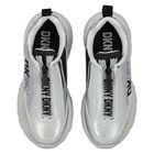 Girls White & Silver Logo Trainers, 1, hi-res