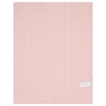 Baby Girls Ivory & Pink Teddy Bear Blanket