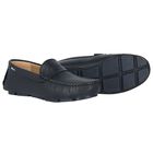 Boys Navy Blue Logo Moccasins, 2, hi-res
