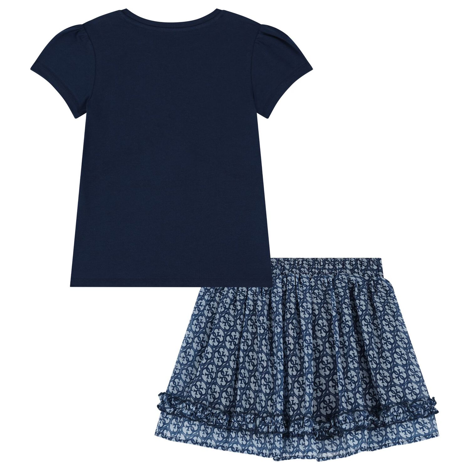 Girls Navy Blue Chiffon Skirt Set, 2, hi-res