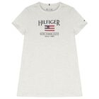 فستان بنات قطن مزين بعلم بالترتر باللون الرمادي , 1, hi-res