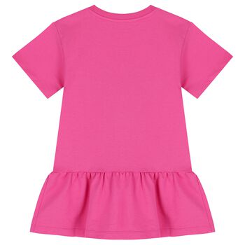 Girls Pink Teddy Bear Logo Dress