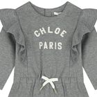 فستان بنات بالشعار باللون الرمادى , 1, hi-res