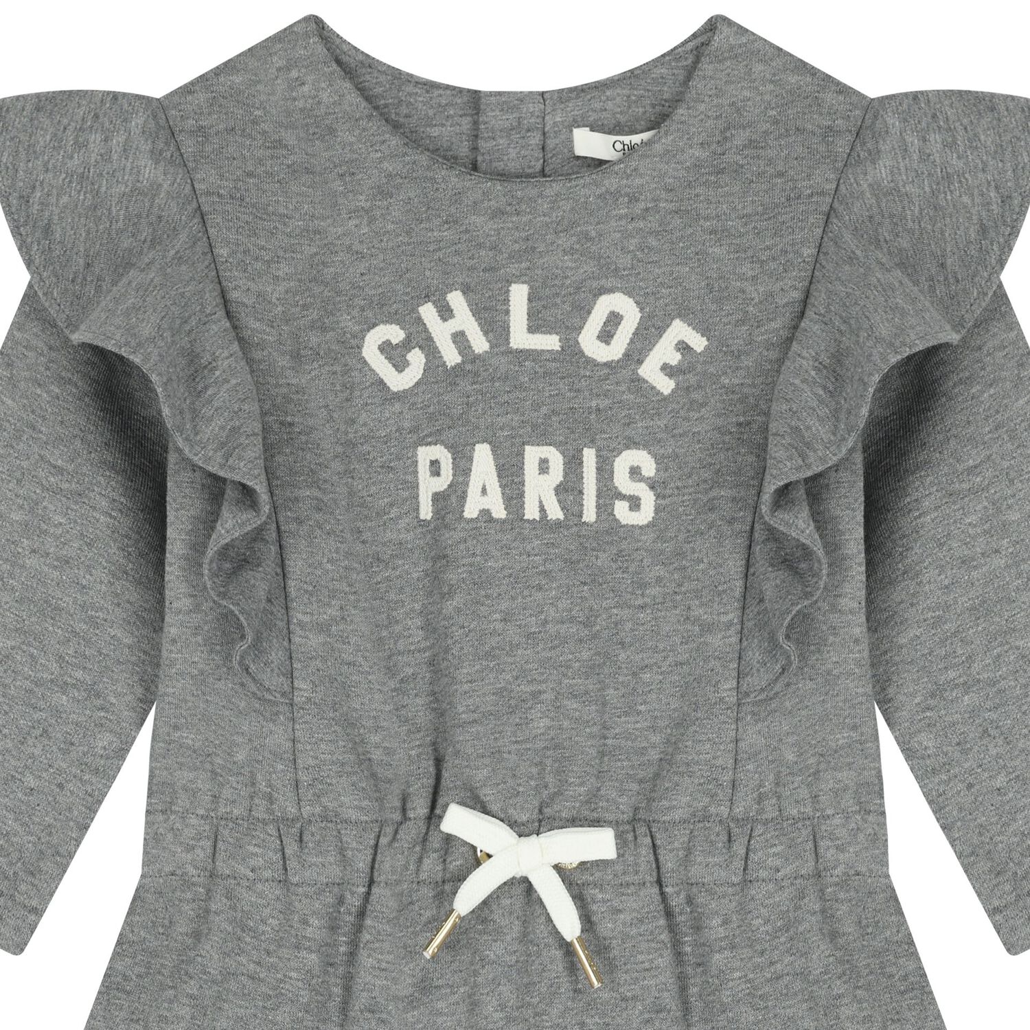 فستان بنات بالشعار باللون الرمادى , 1, hi-res