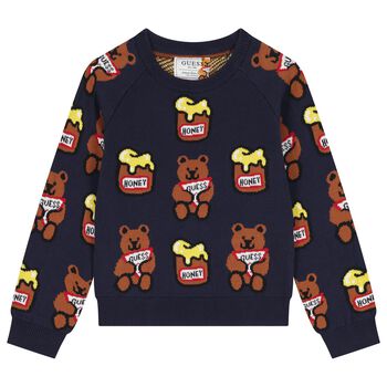 Guess Boys Navy Blue Teddy Bear Sweatshirt, 1 Boys Navy Blue Teddy Bear Sweatshirt
