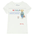 Girls White Bear Logo T-Shirt, 1, hi-res