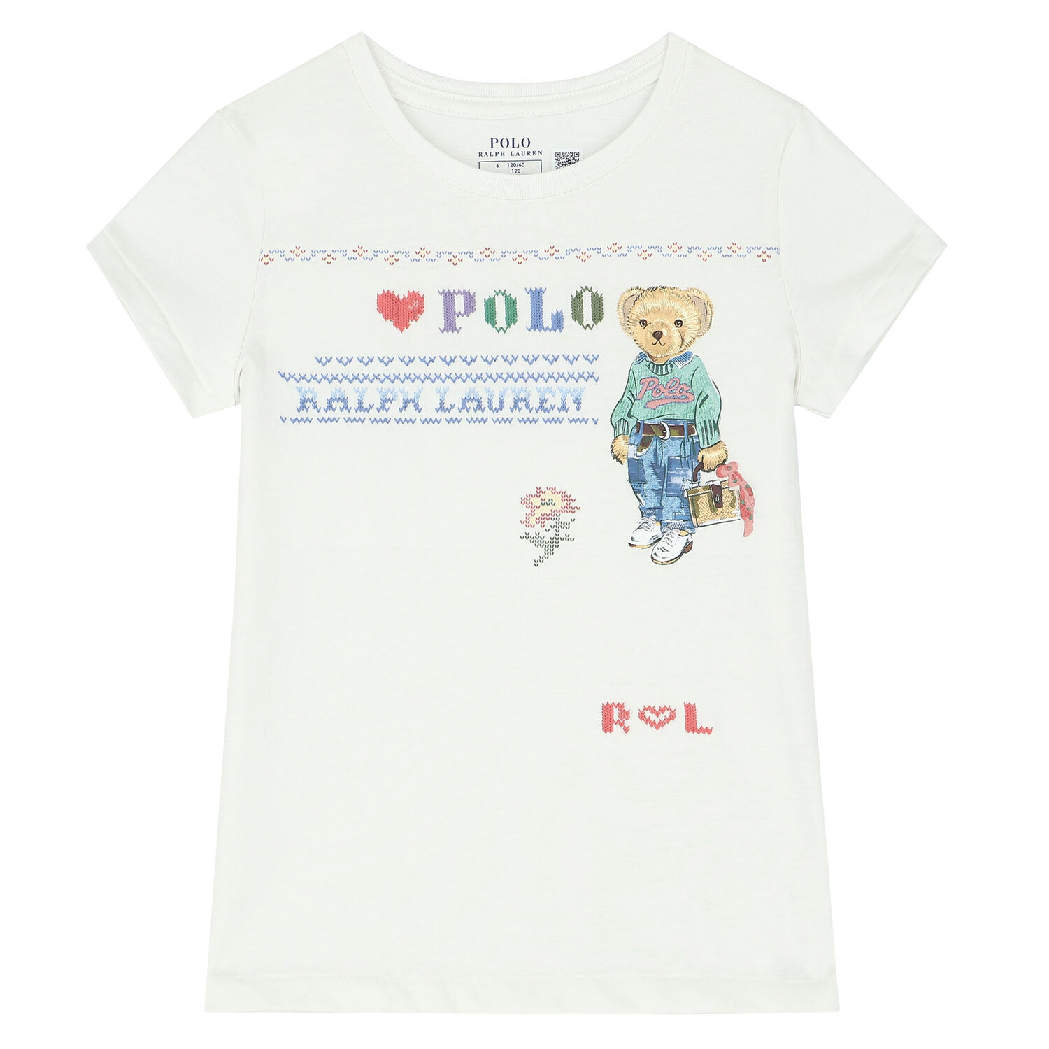 Girls White Bear Logo T-Shirt, 1, hi-res image number null
