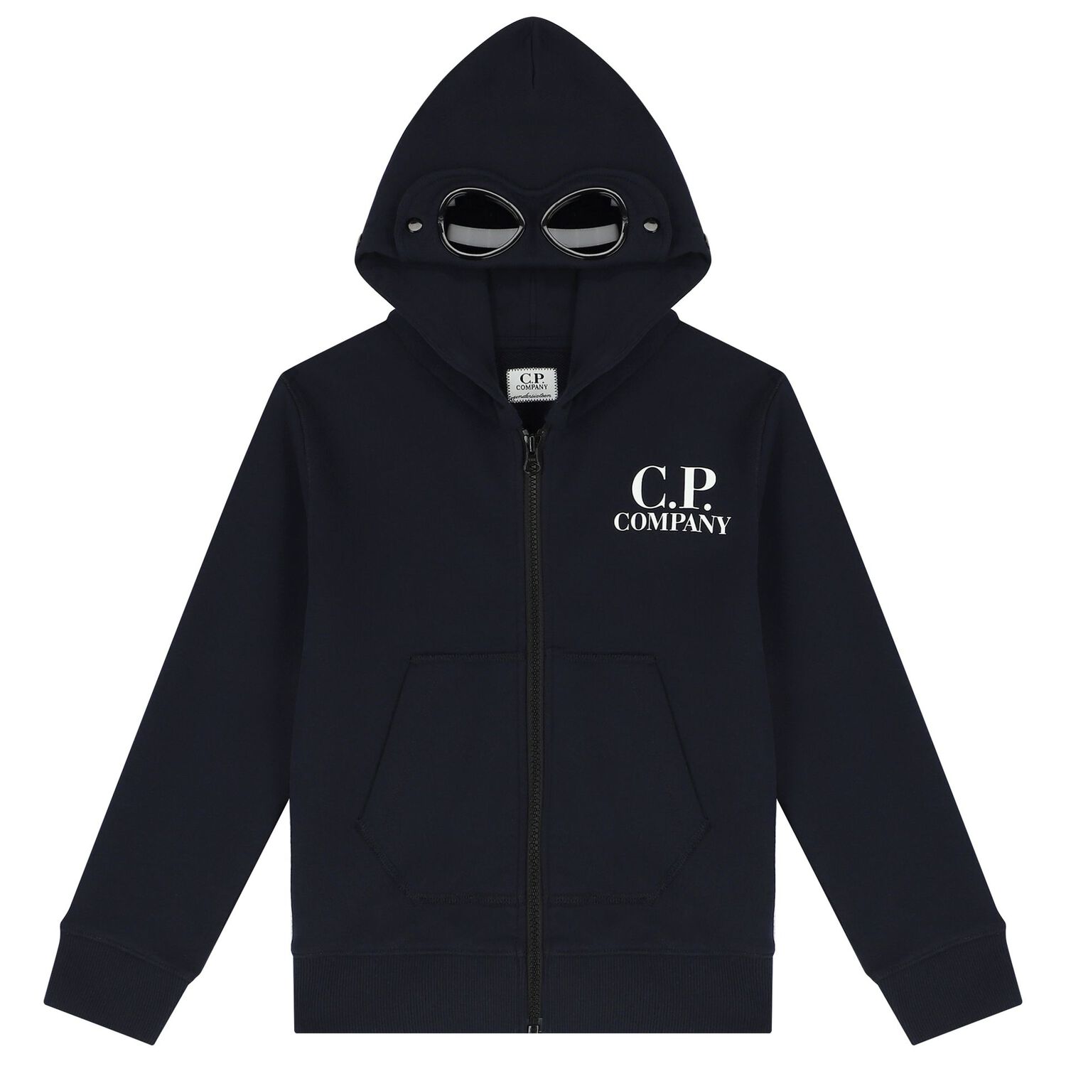 Boys Navy Blue Logo Zip Up Top, 1, hi-res