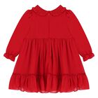 Girls Red Bow Chiffon Dress, 1, hi-res