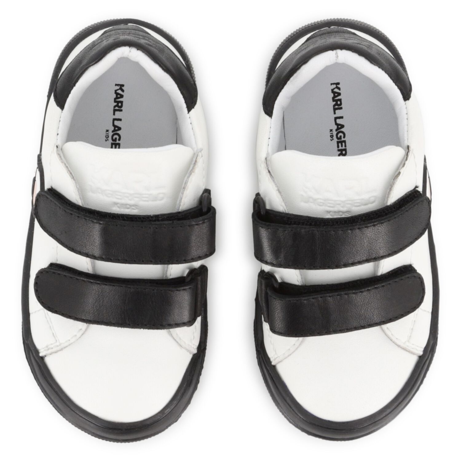 Boys White & Black Ikonik Karl Trainers, 1, hi-res