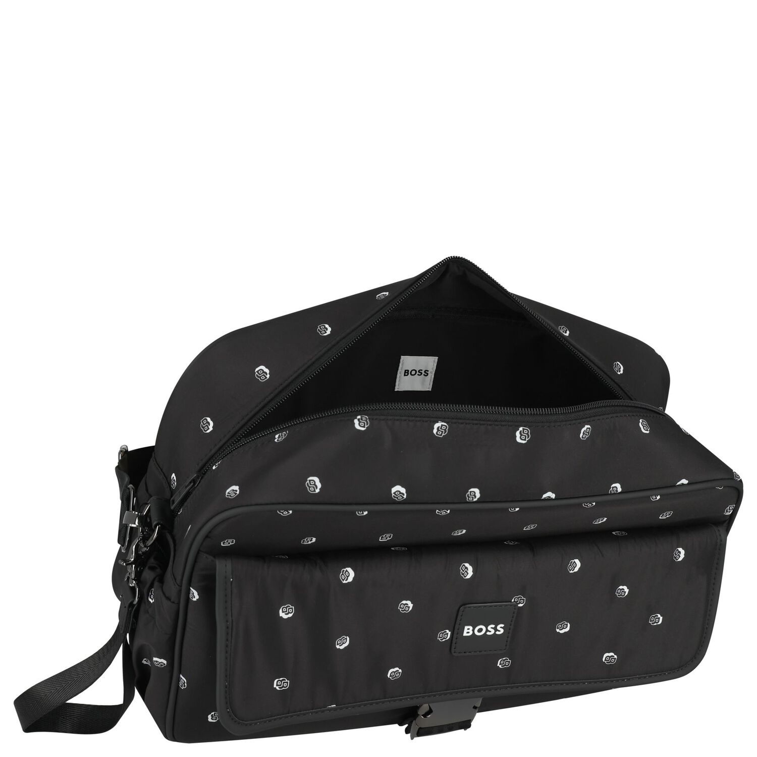 Black Logo Baby Changing Bag, 1, hi-res