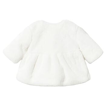Baby Girls Ivory Faux Fur Peplum Coat