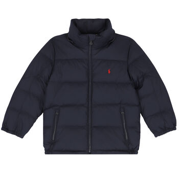 Boys Navy Logo Puffer Jacket