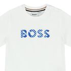 Younger Boys White Logo T-Shirt, 1, hi-res