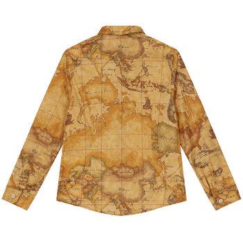 Boys Beige Geo Map Shirt