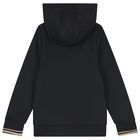 Boys Black Logo Hooded Zip Up Top, 1, hi-res