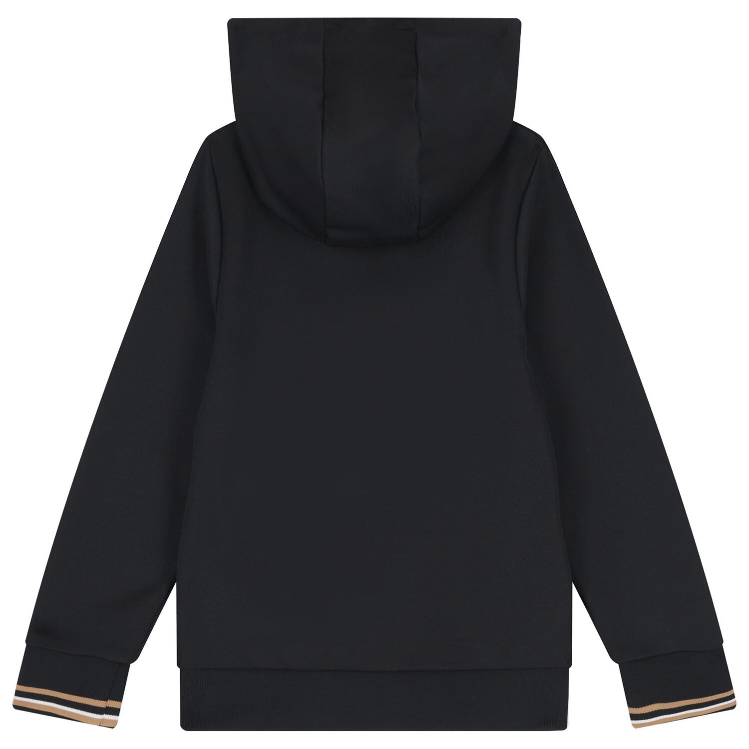 Boys Black Logo Hooded Zip Up Top, 1, hi-res image number null