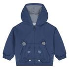 Younger Boys Blue Hooded Zip Up Top, 1, hi-res
