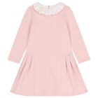Girls Pink Embroidered Collar Dress, 1, hi-res
