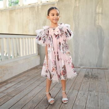 Girls Pink Tulle Darcey Floral Dress
