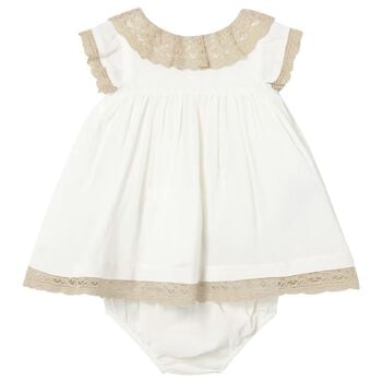 Baby Girls Ivory & Beige Lace Dress
