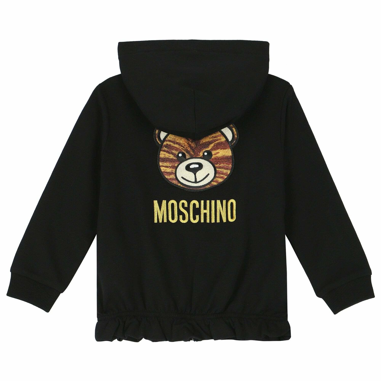 Younger Girls Black Zip Up Logo Top, 1, hi-res image number null