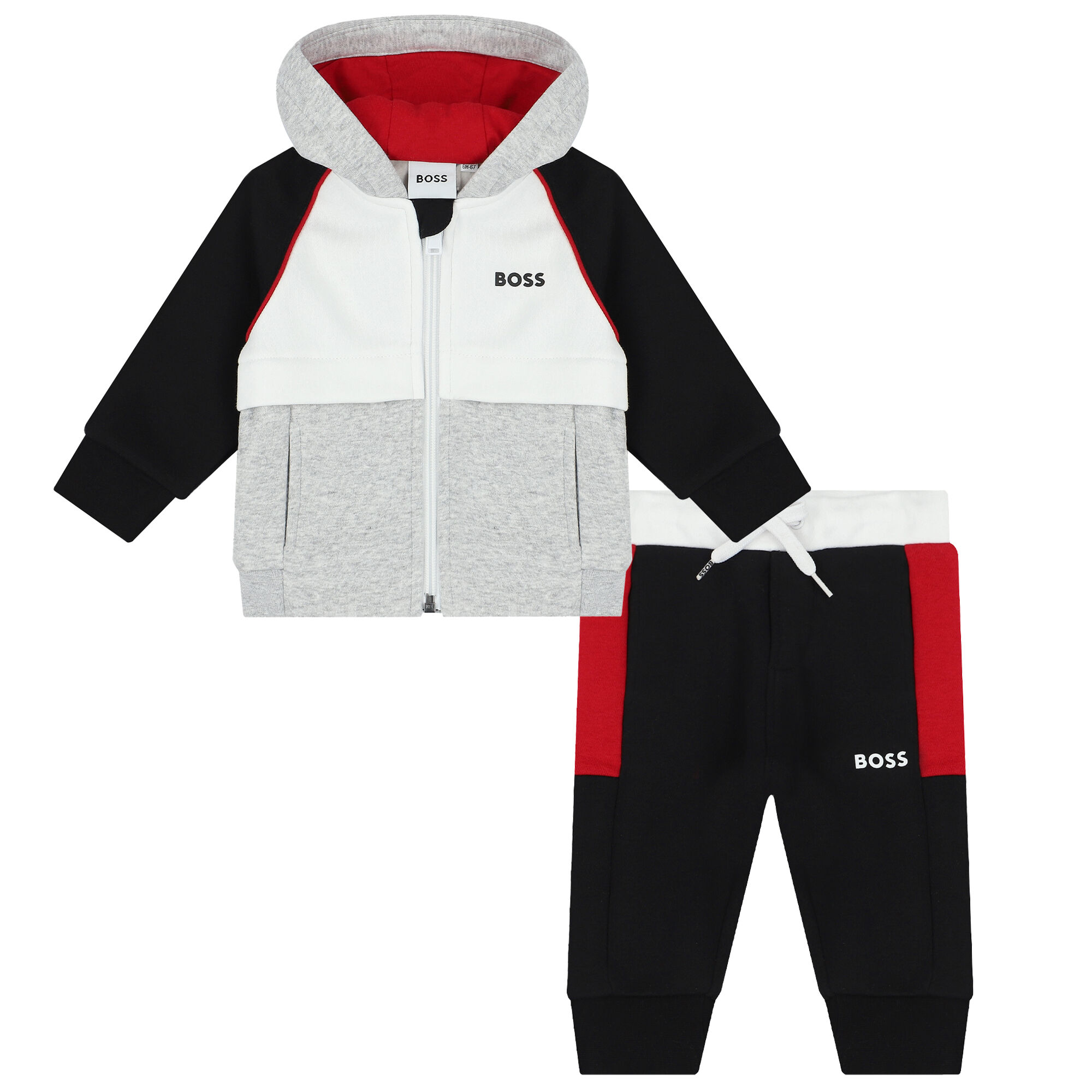BOSS Younger Boys White Grey Black Logo Tracksuit Junior Couture UAE