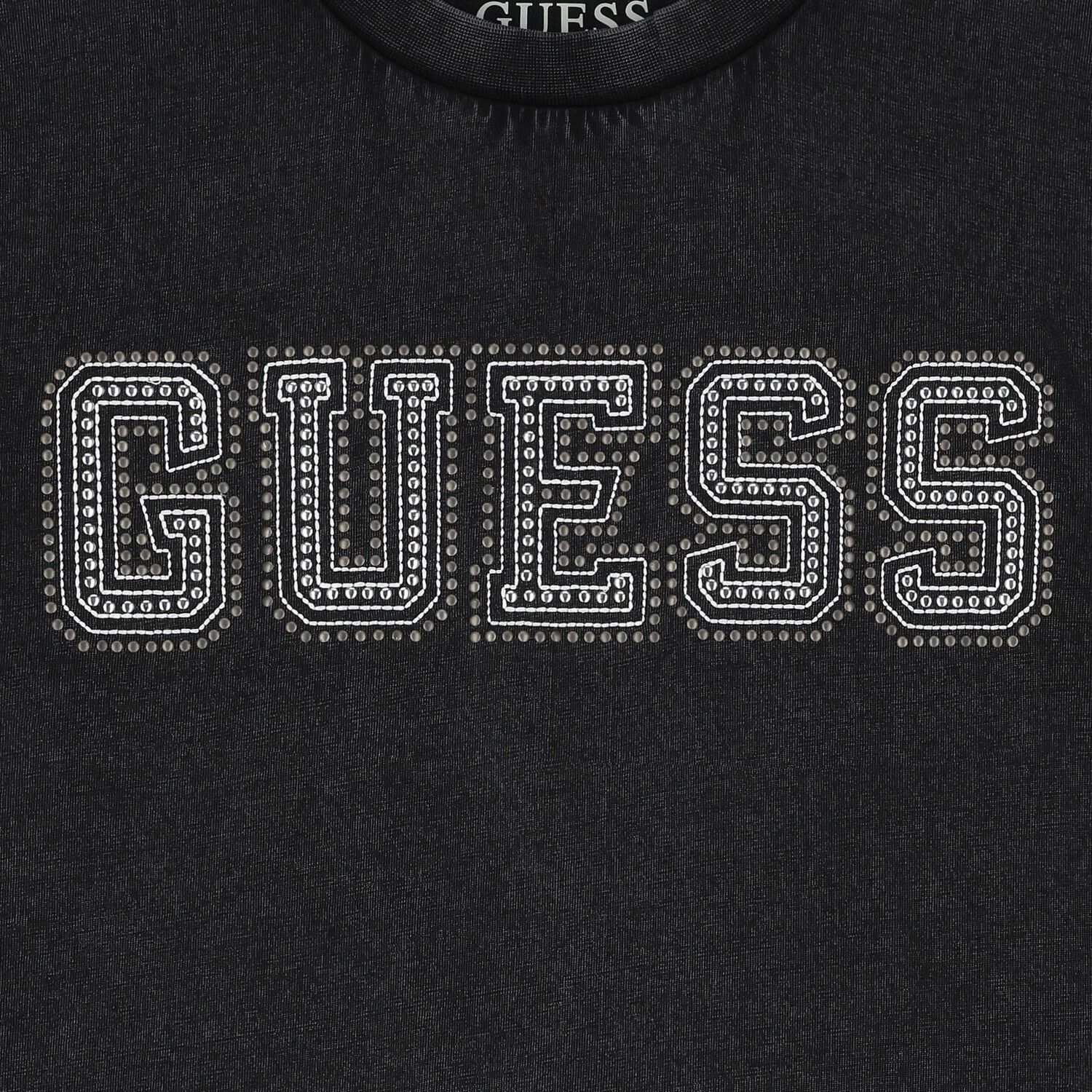 تيشيرت بنات مزين بالشعار باللون الأسود , 1, hi-res