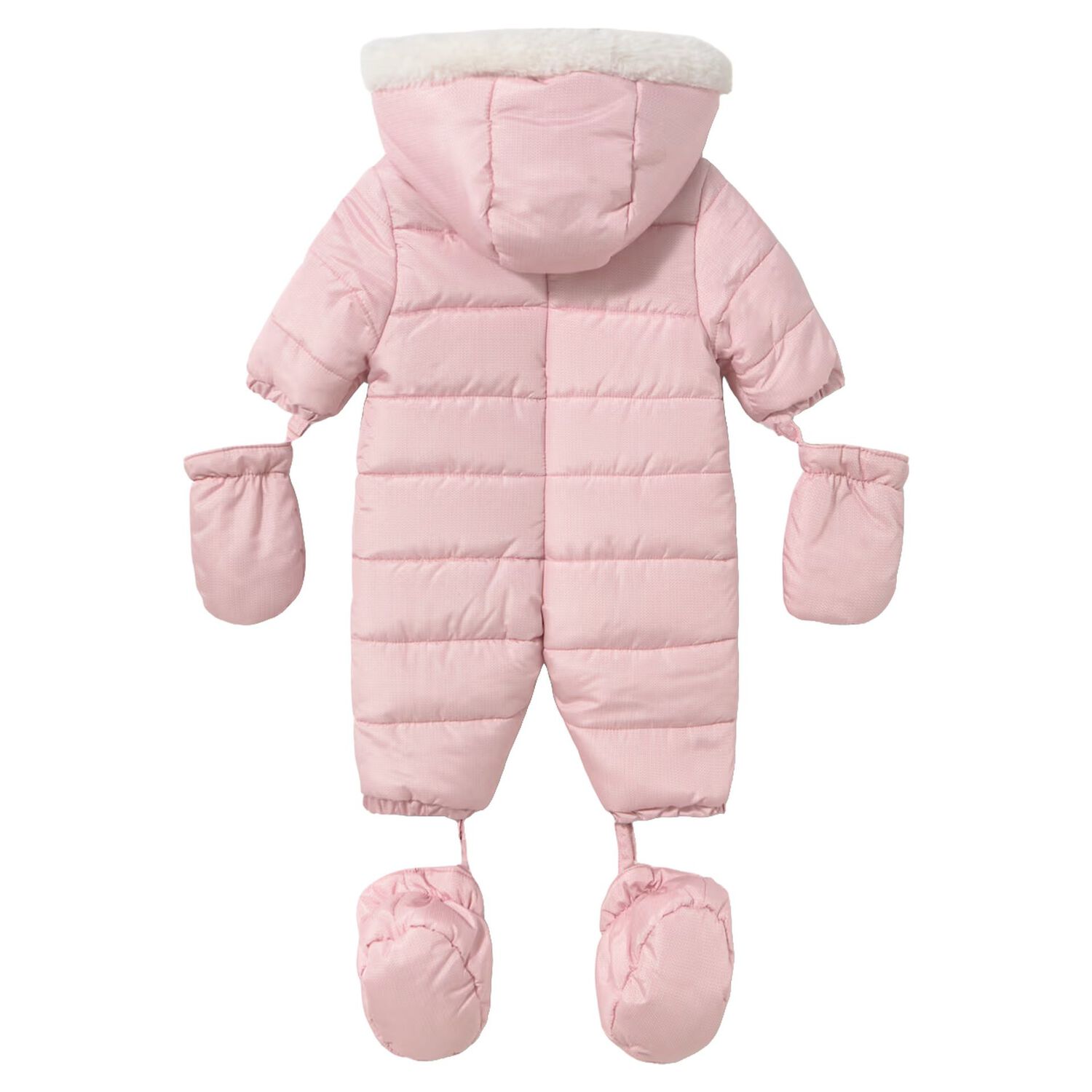 Baby Girls Pink Teddy Bear Baby Snowsuit, 4, hi-res