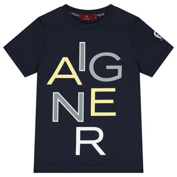 Boys Navy Blue Logo T-Shirt