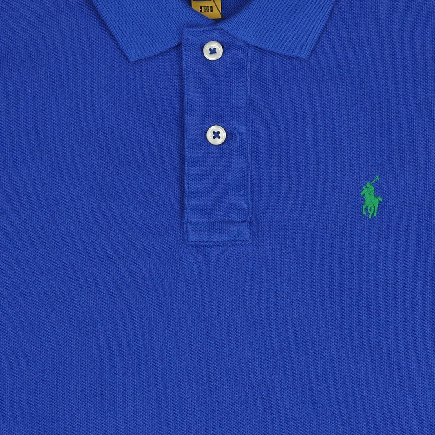 Boys Blue Logo Polo Shirt, 1, hi-res