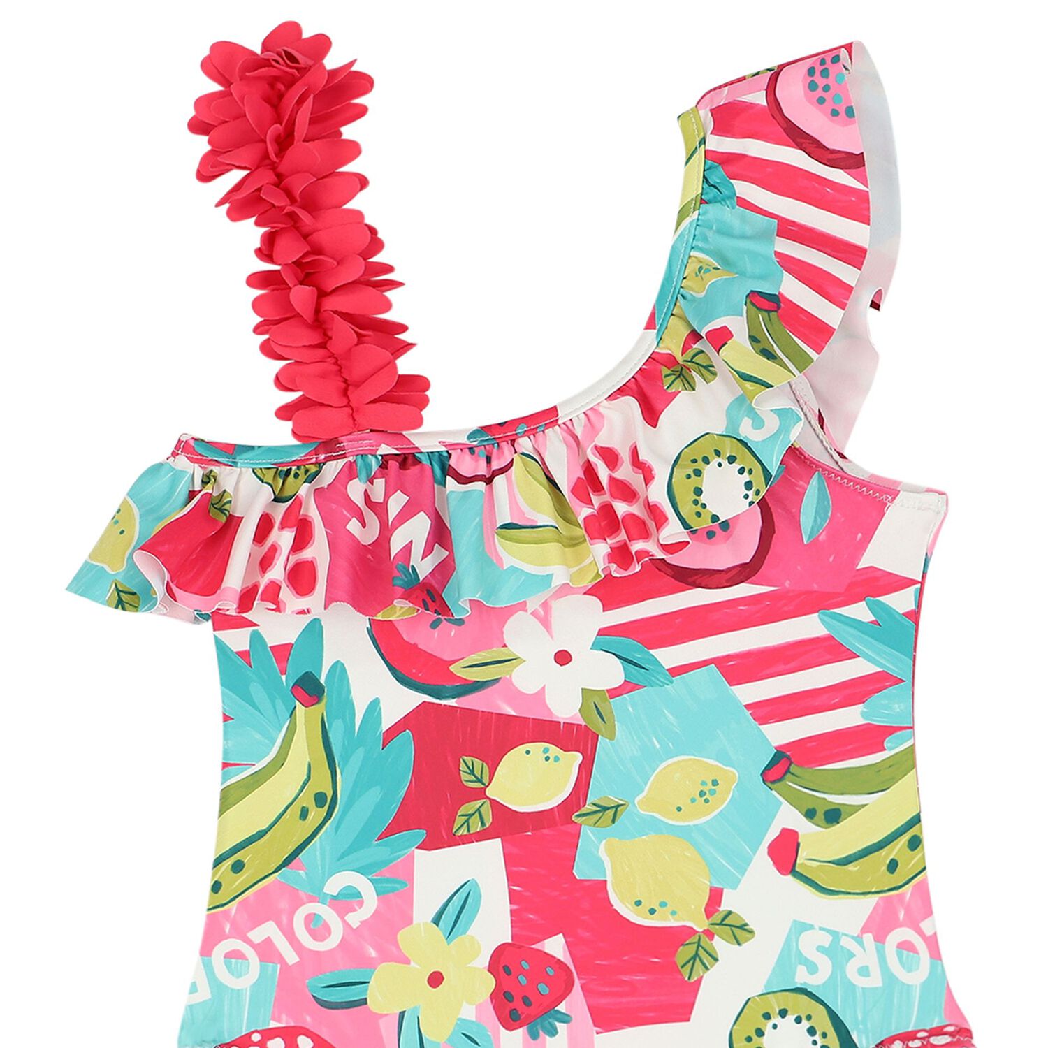 Girls Pink Floral Swimsuit, 2, hi-res