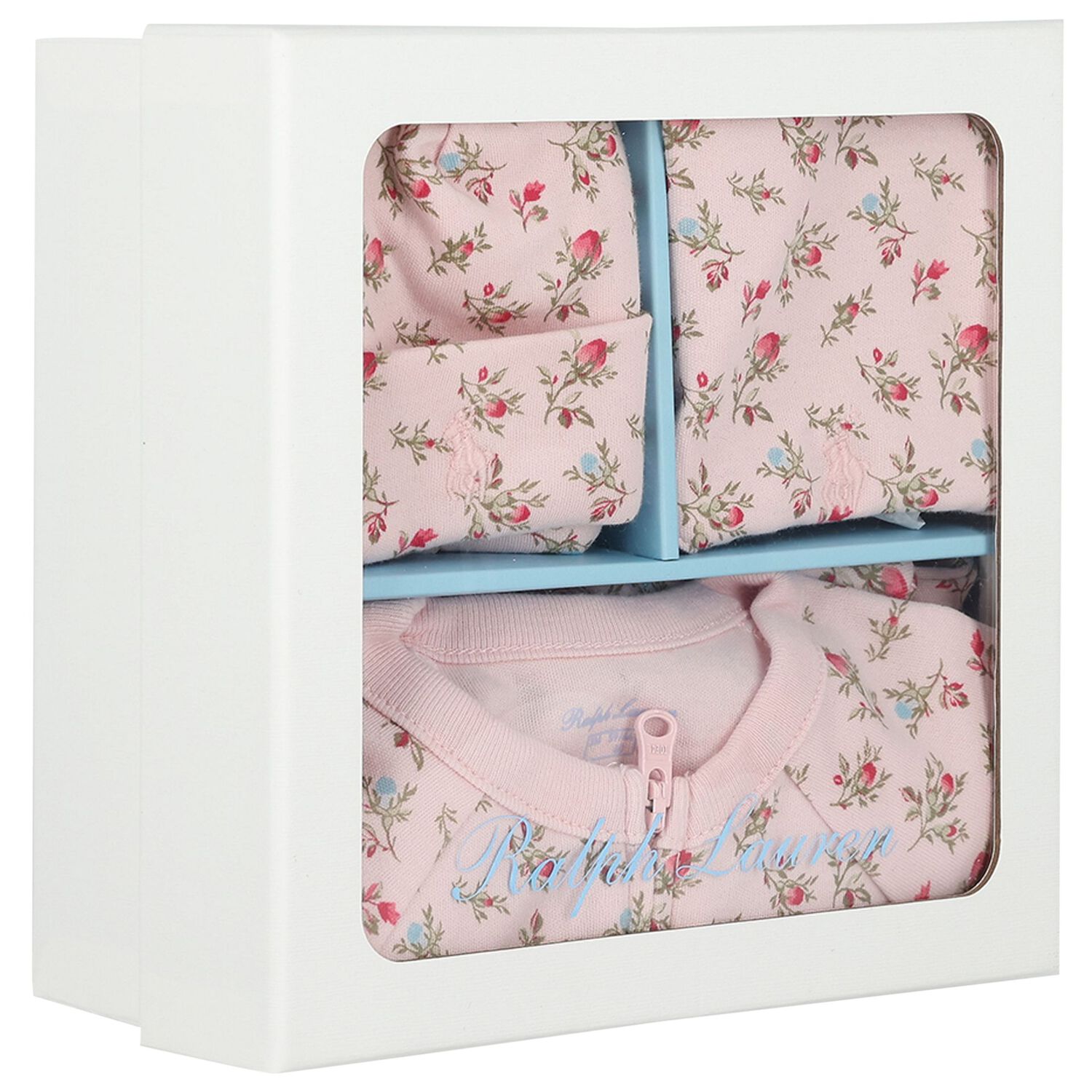 Baby Girls Pink Floral Babygrow Gift Set, 1, hi-res