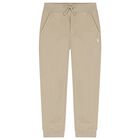 Boys Beige Logo Joggers, 1, hi-res