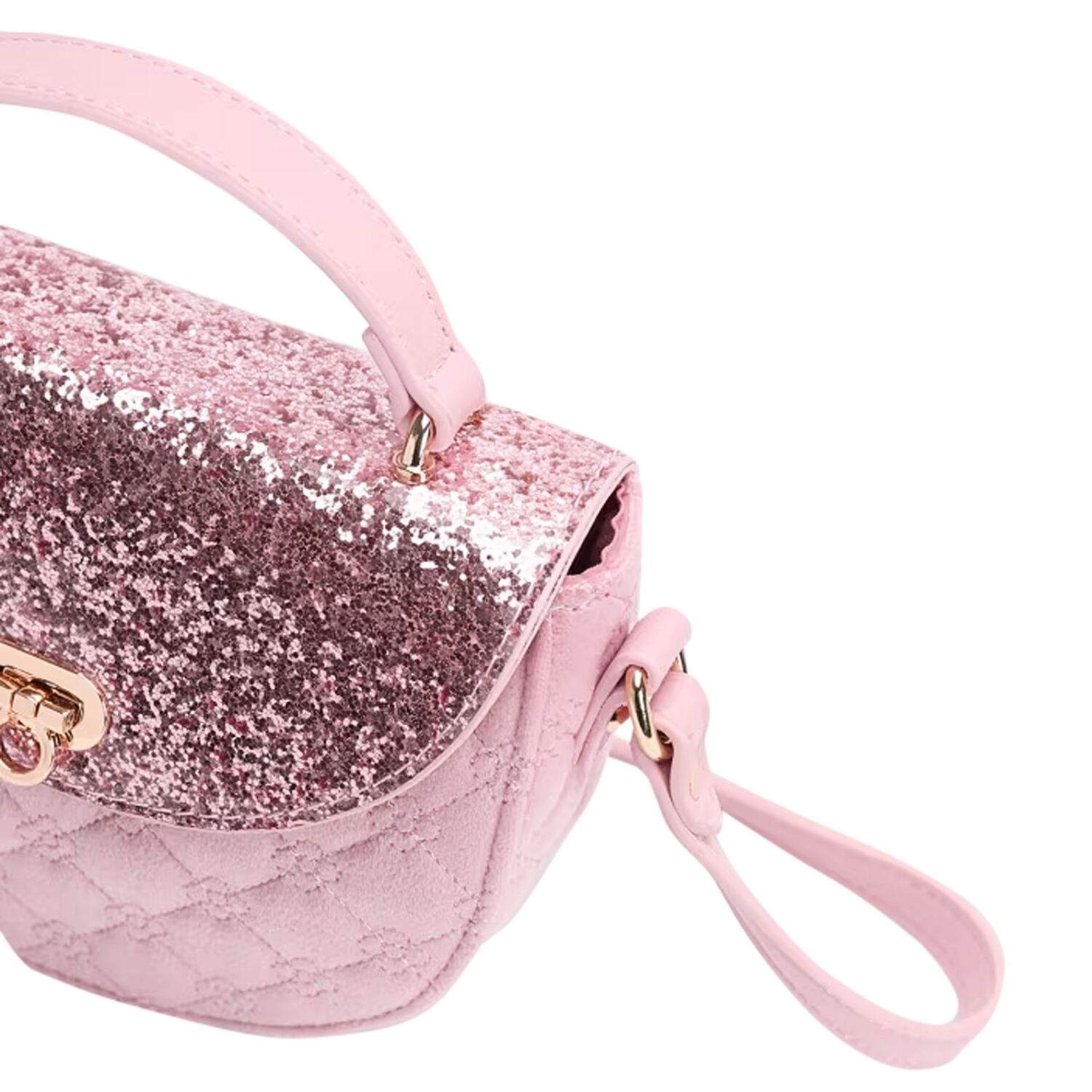 Girls Pink Glitter Handbag, 2, hi-res