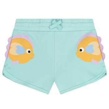 شورتات للبنات مع رسمة سمكه باللون الأخضر