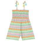 Girls Multi-Coloured Smocked Playsuit, 1, hi-res