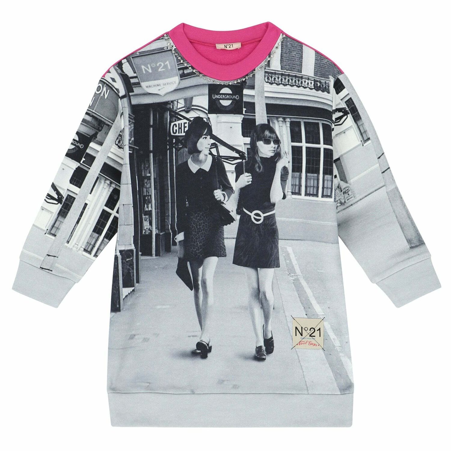 Girls Pink Graphic Print Dress, 1, hi-res image number null