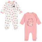 Baby Girls Pink & White Babygrow, 1, hi-res