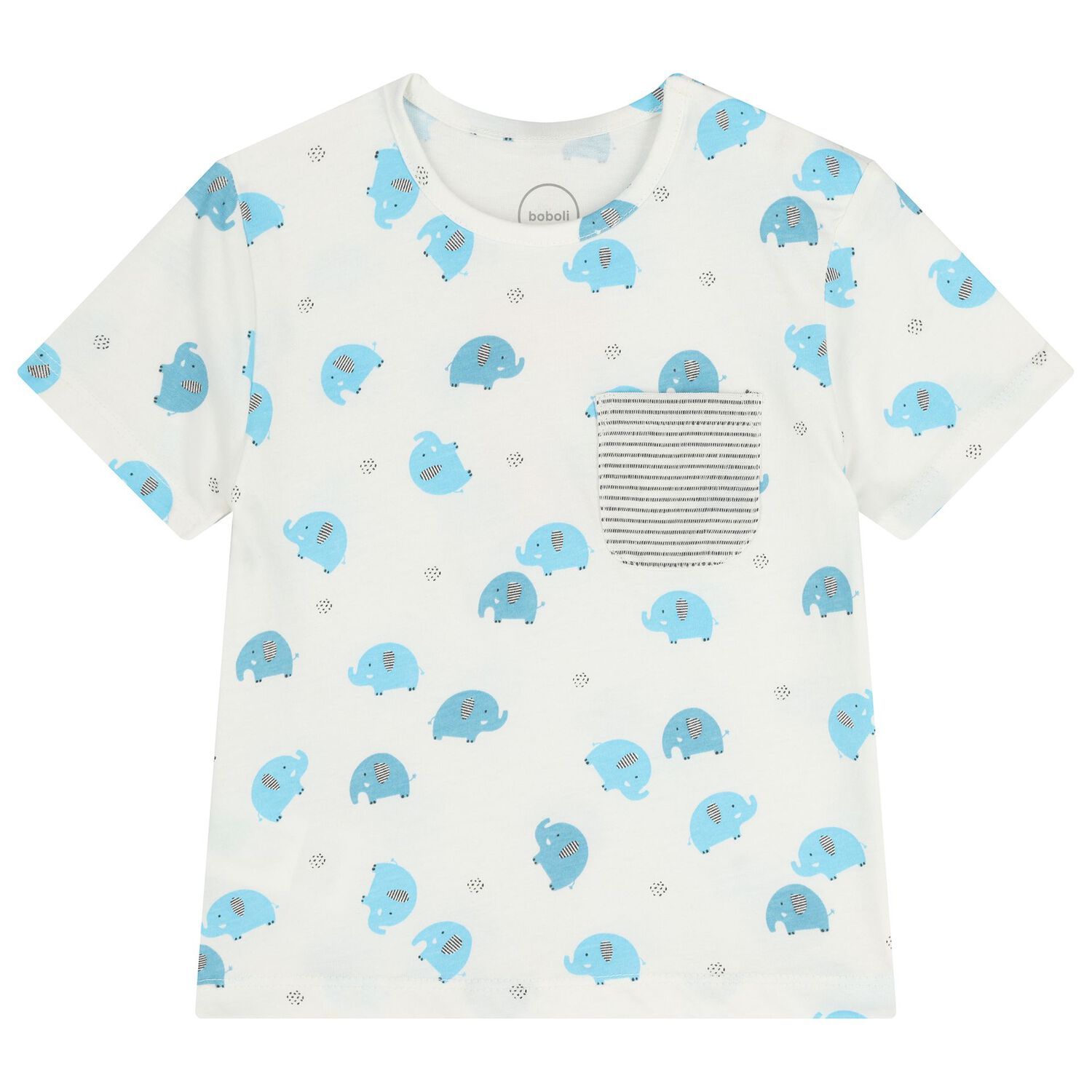 طقم شورت للأطفال الرضع بتصميم فيل باللون الأبيض والرمادي, 1, hi-res