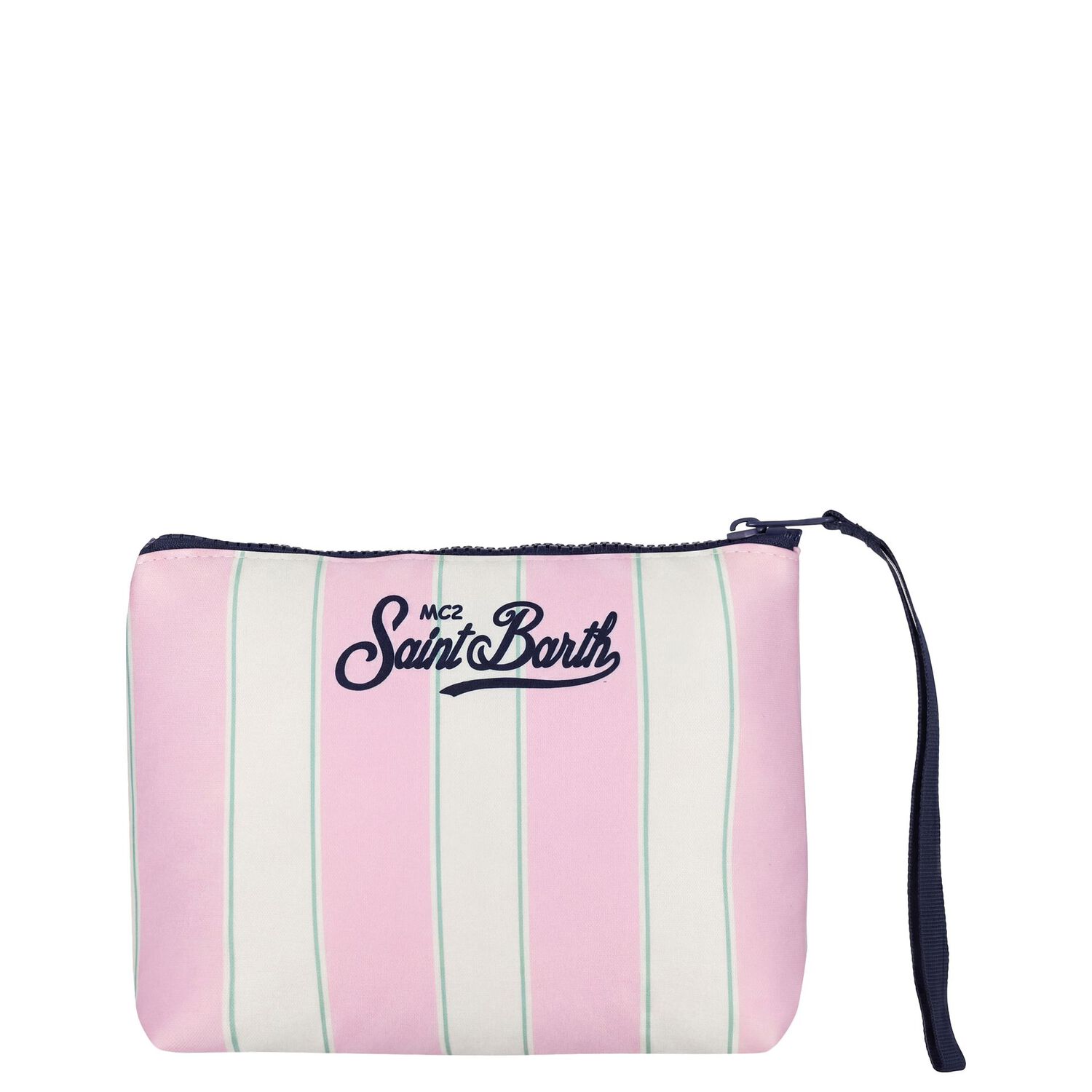 Girls Ivory & Pink Striped Aline Logo Pouch ( 15cm ), 1, hi-res