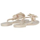 Girls Beige Logo Flower Flip Flops, 1, hi-res