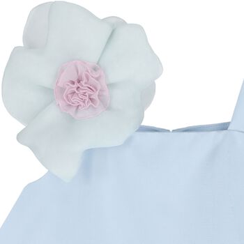 Girls Blue Organza Flower Dress