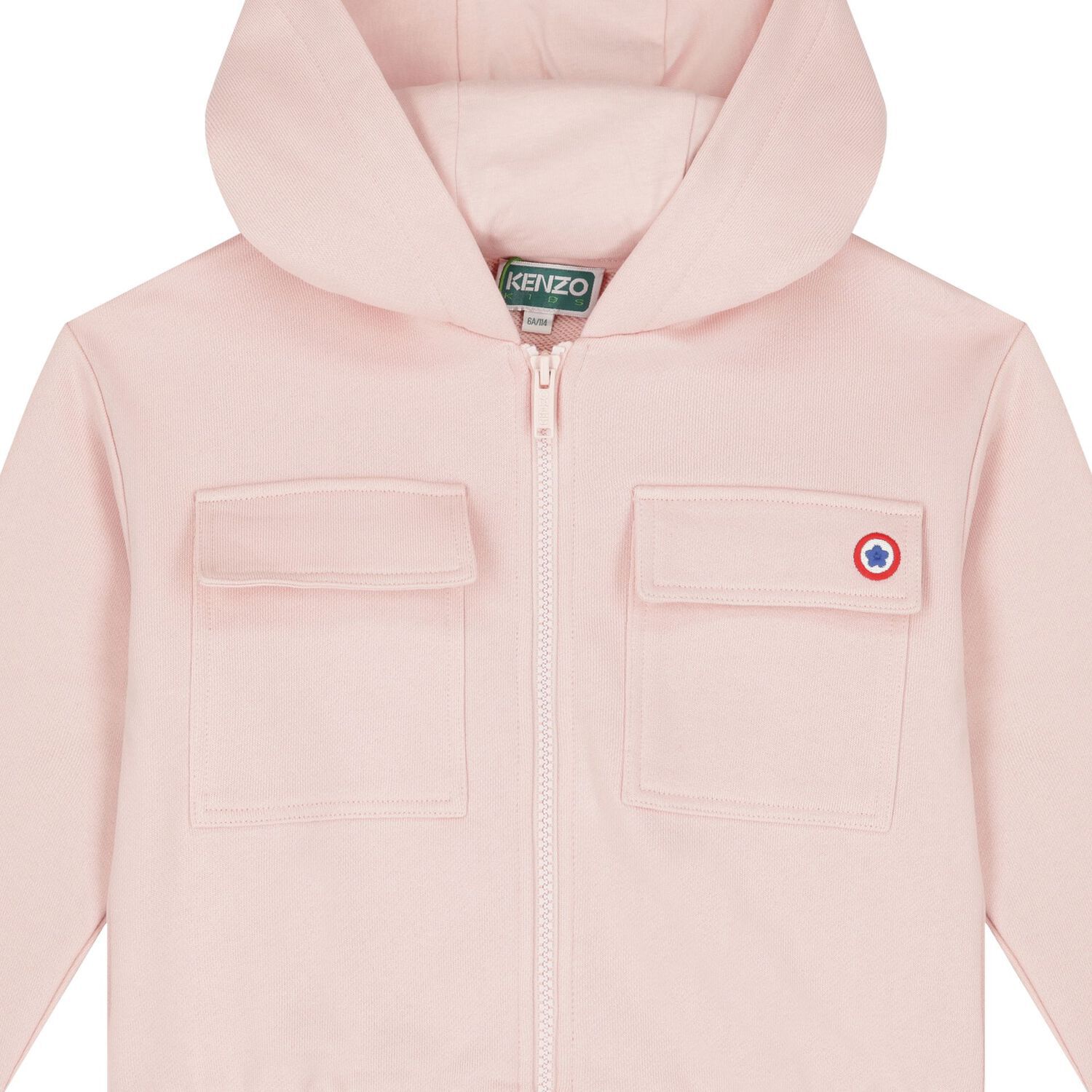 Girls Pink Logo Hooded Zip Up Top, 1, hi-res