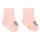 Baby Girls Pink Teddy Socks, 1, hi-res